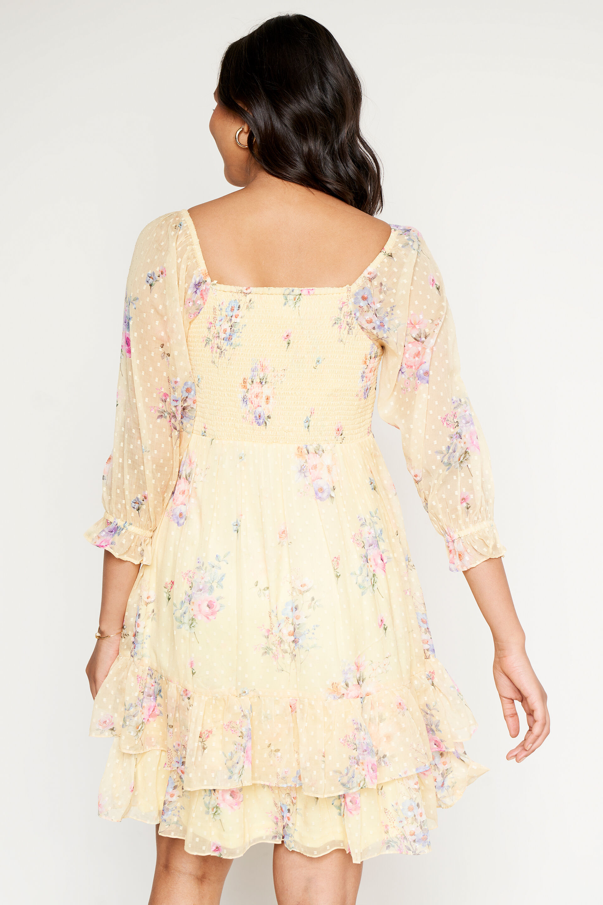 Floral Flared Dress, Lime Green, image 5